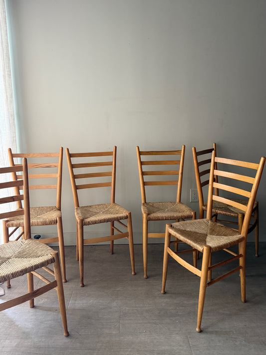 Maple rush seat dining chairs. Sold in pairs.