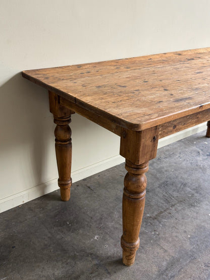 English waxed pine dining table