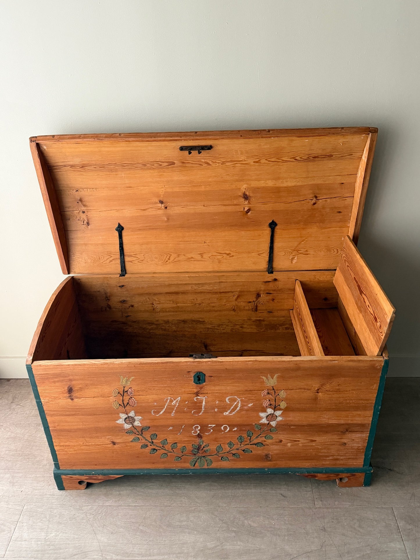 Painted pine chest