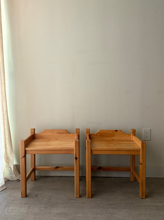 Swedish pine nightstands. Sold as a pair.