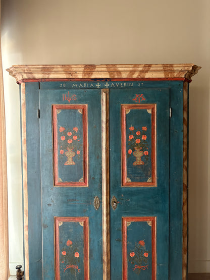 Northern European painted pine wardrobe