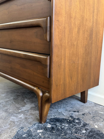 Bassett walnut tallboy dresser