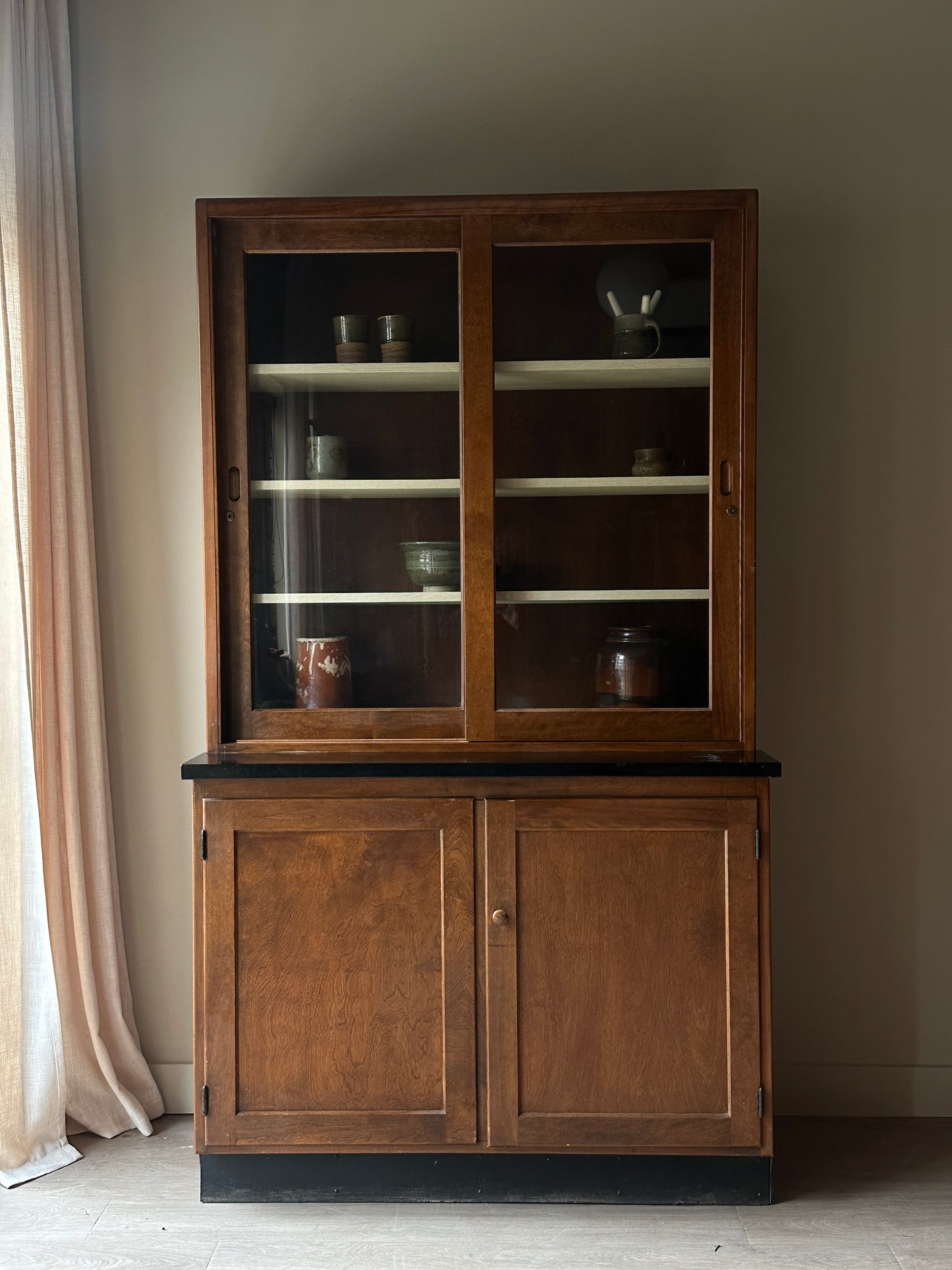 Glass sliding door hutch