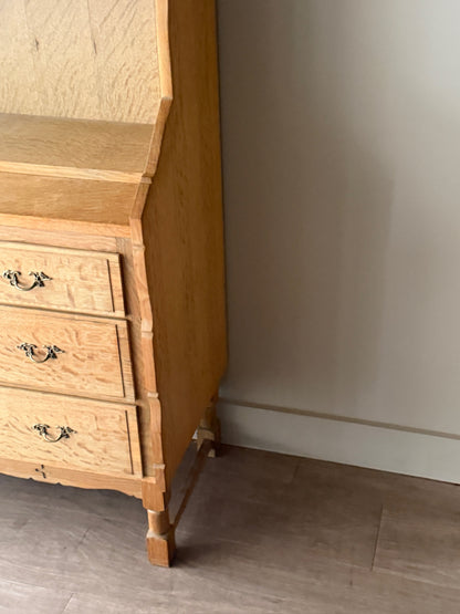 Danish oak secretary hutch