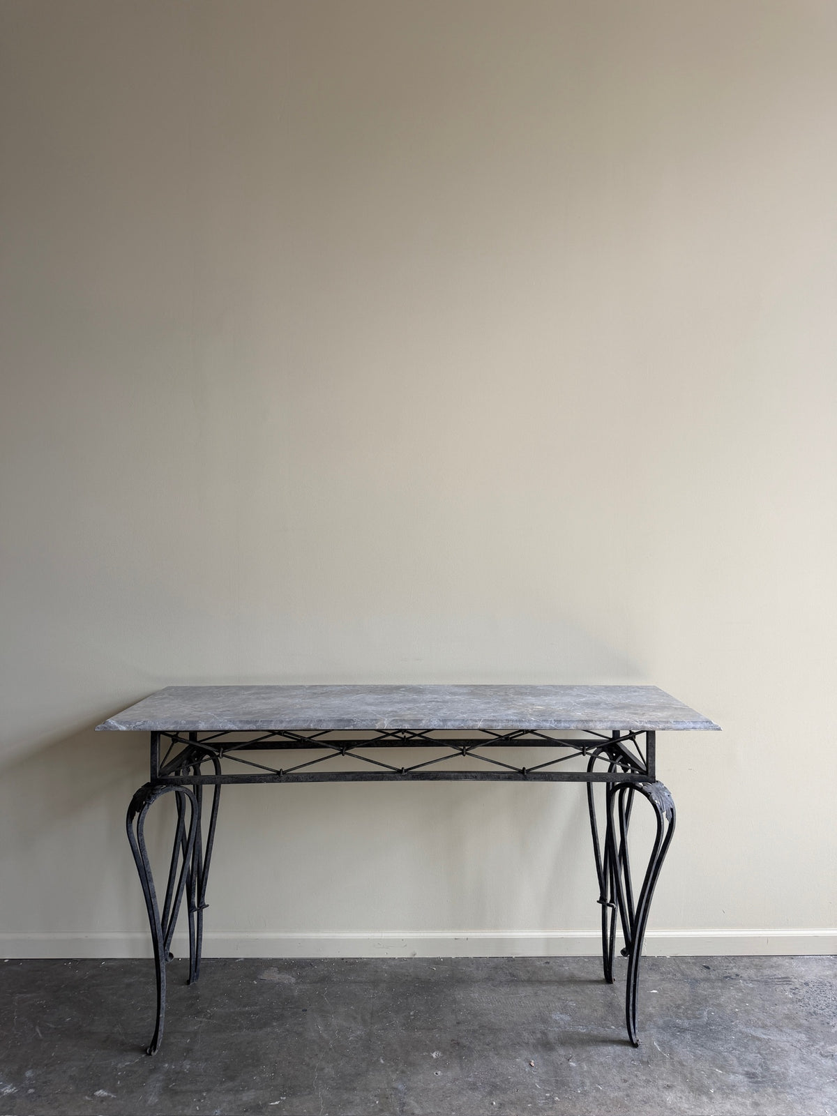 Marble top iron console table