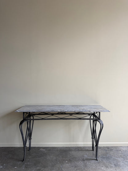 Marble top iron console table
