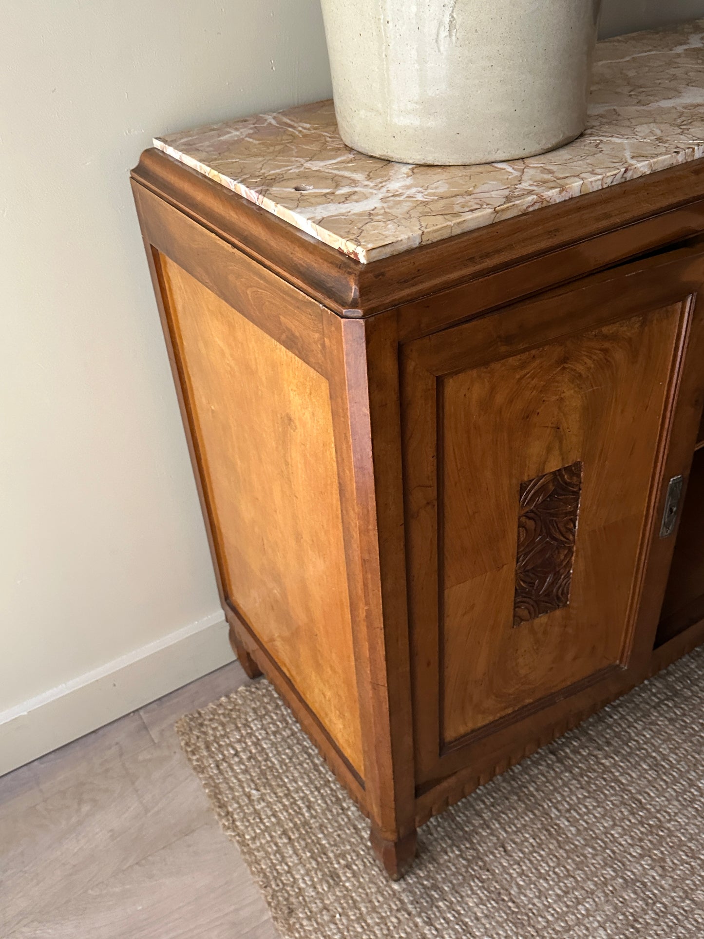 Deco walnut burl sideboard