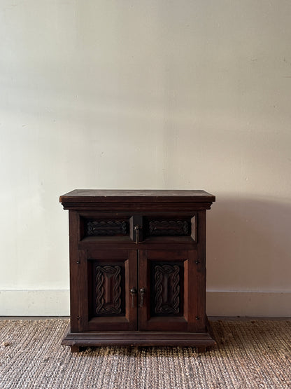 Carved oak side table