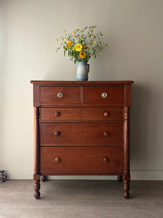 Sheraton cherry tallboy dresser