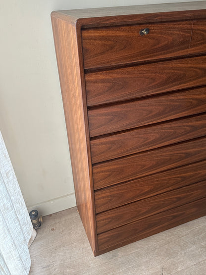 Walnut tallboy dresser