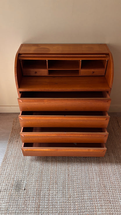 Teak roll top desk