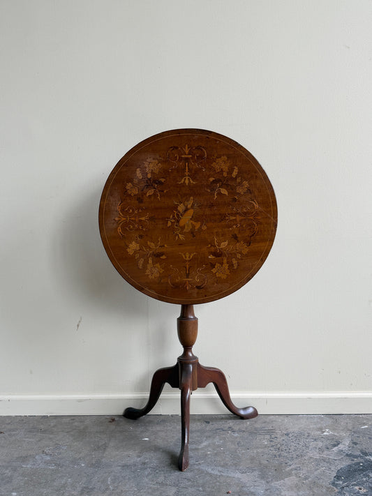 Edwardian inlaid mahogany tilt top side table