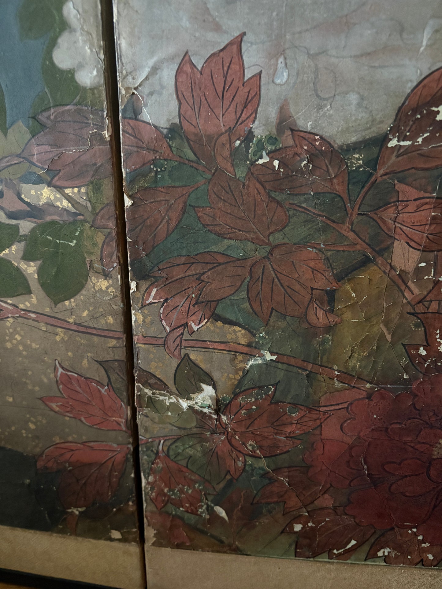 Large Japanese painted screen