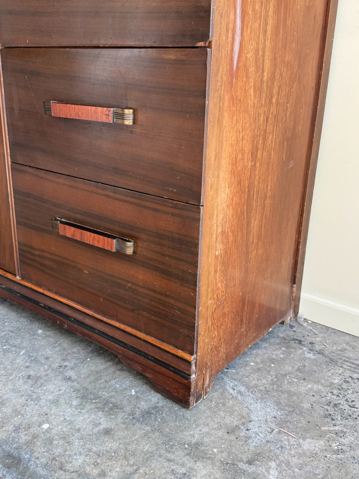 Deco walnut side-by-side dresser
