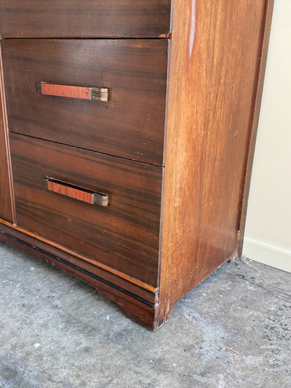 Deco walnut side-by-side dresser