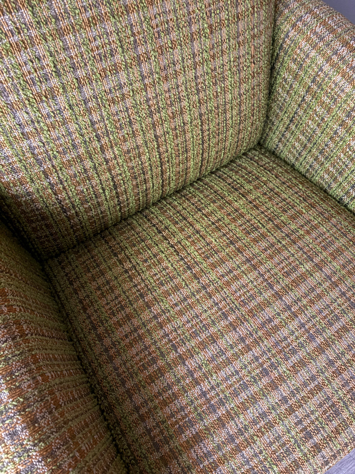 Green plaid Danish lounge chair