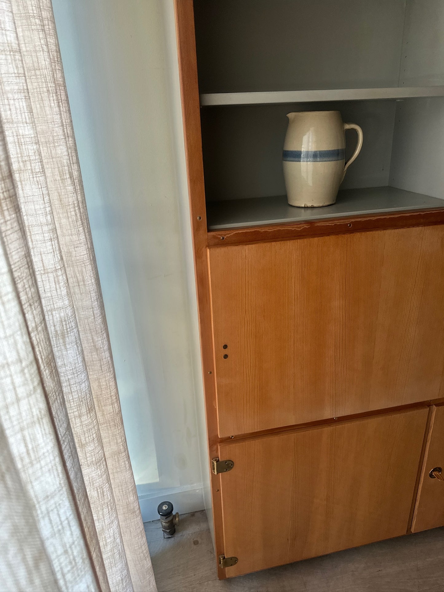 Swedish pine secretary bookcase cabinet