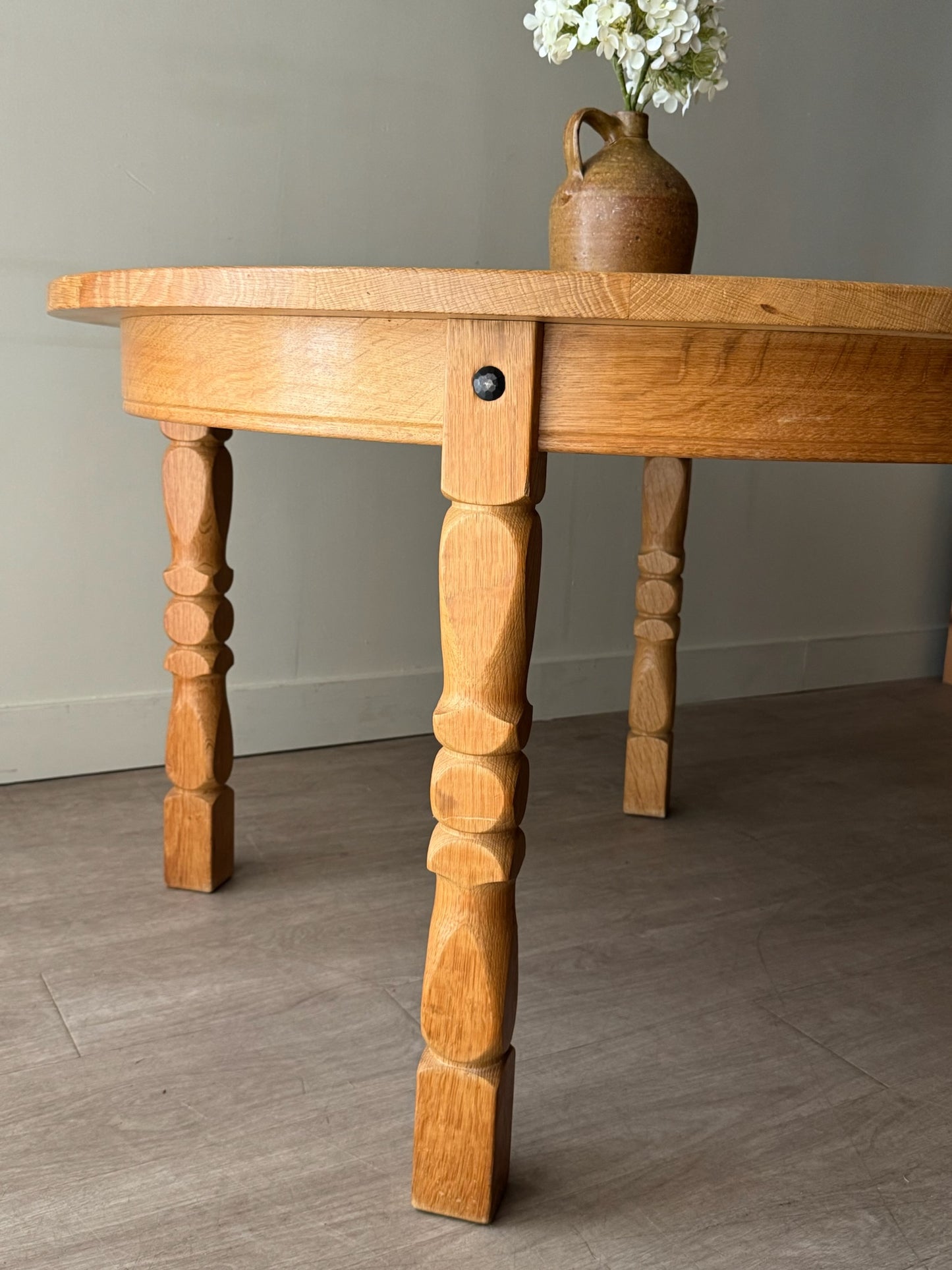 Danish oak dining table with extensions
