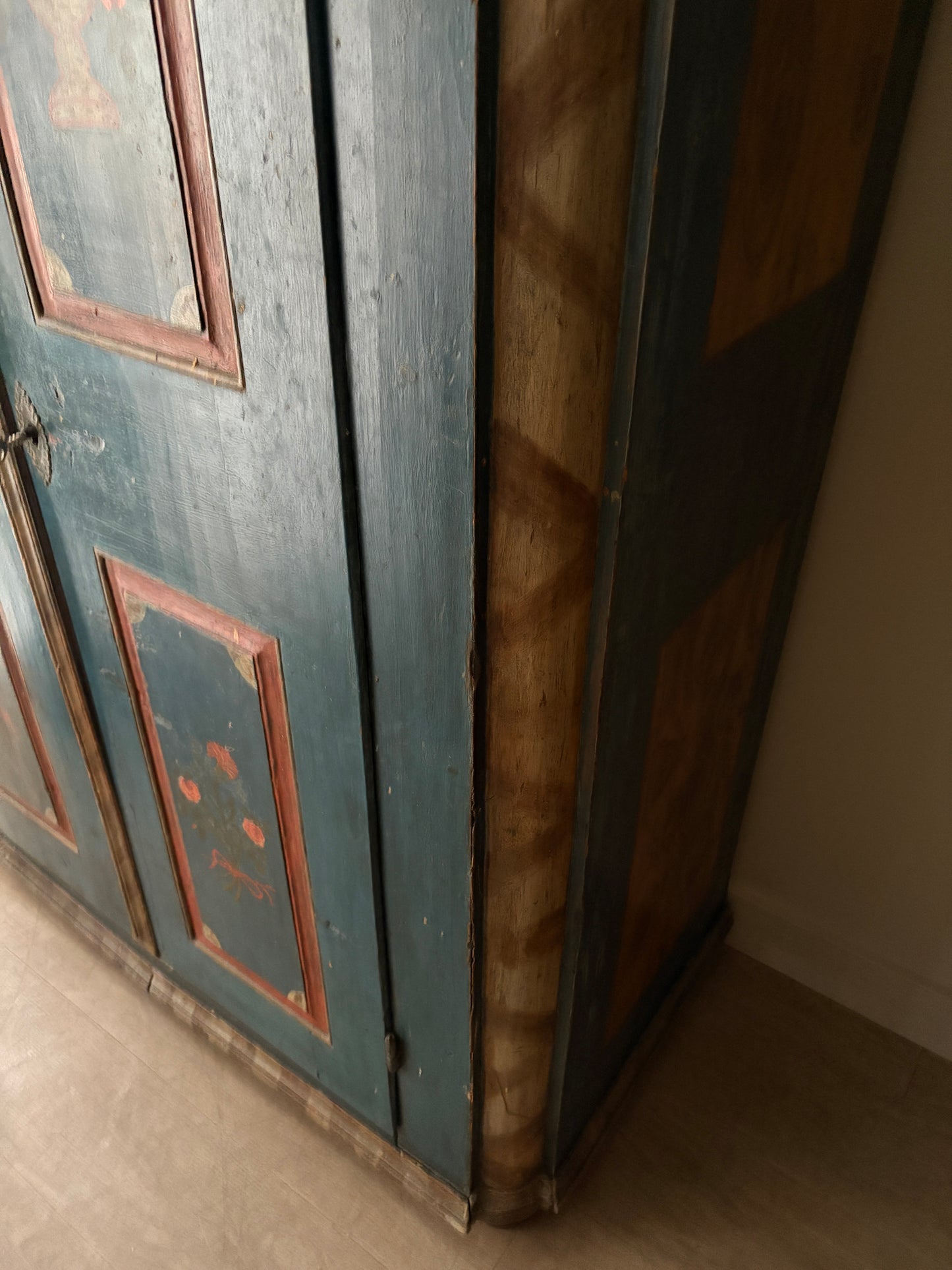 Northern European painted pine wardrobe