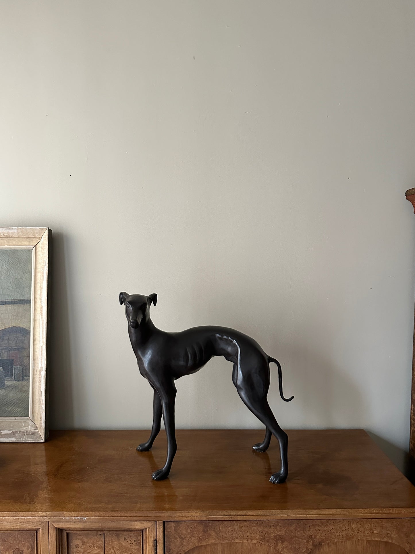 Bronze whippet statue
