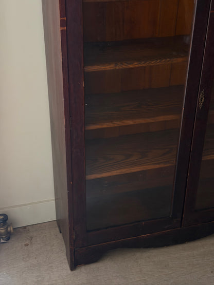 Victorian golden oak display cabinet
