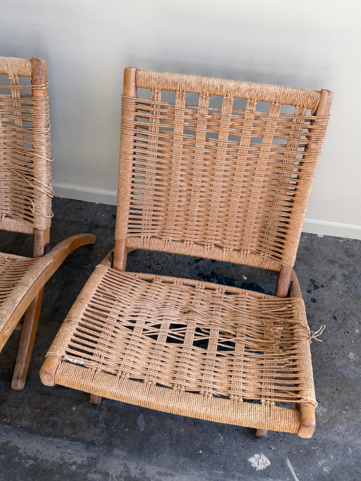 Woven rope chairs - as is. Sold individually.