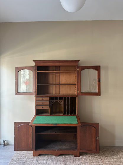 Two piece pine  secretary hutch