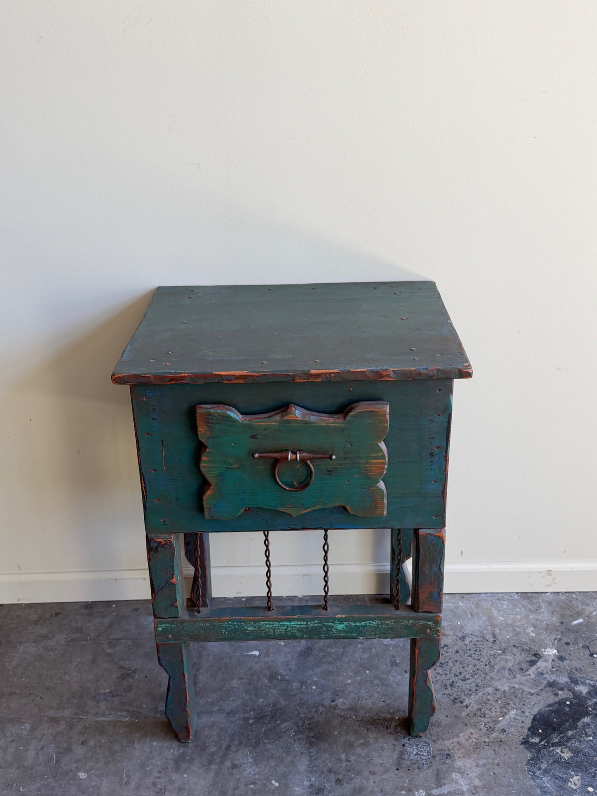 Green painted pine side table