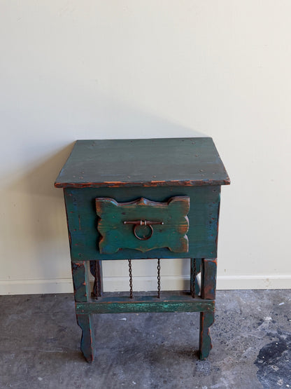 Green painted pine side table