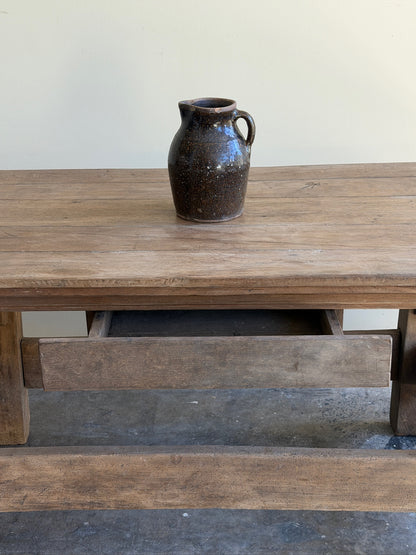 French oak dining table with extensions