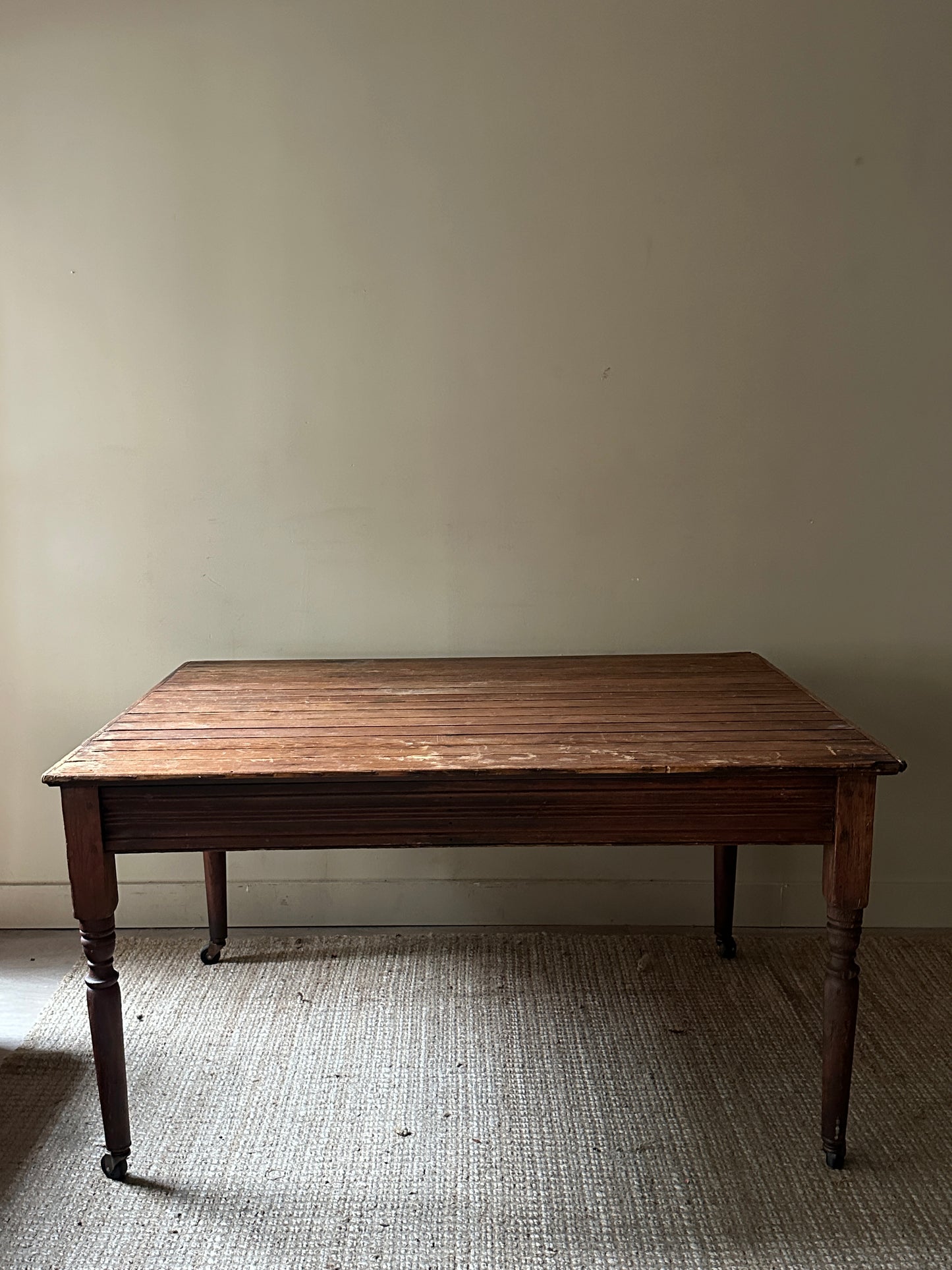 Pine slatted dining table
