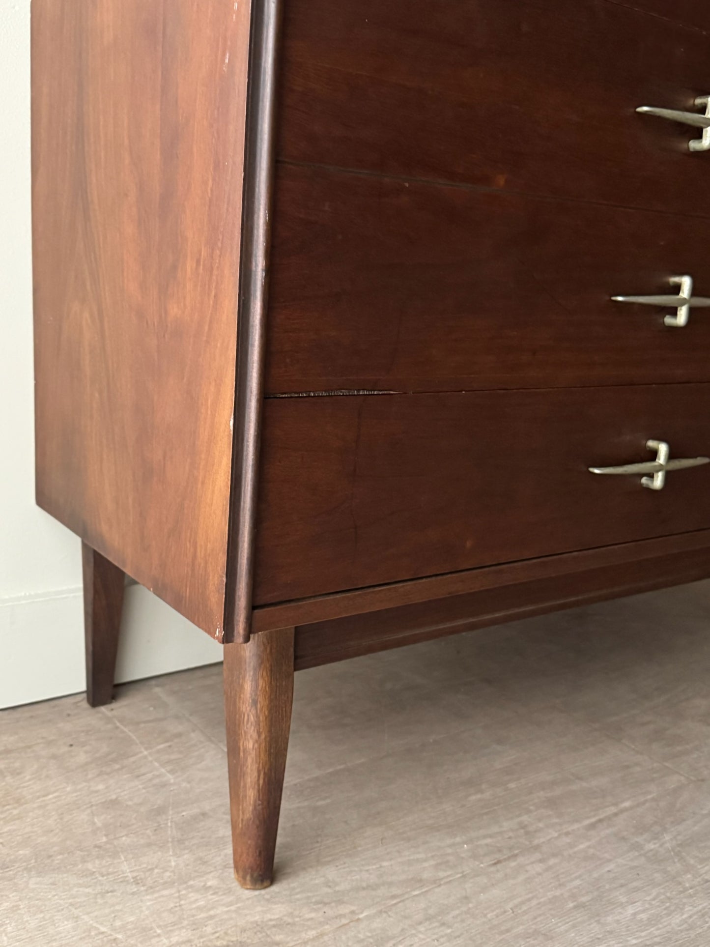 Bassett walnut tallboy dresser