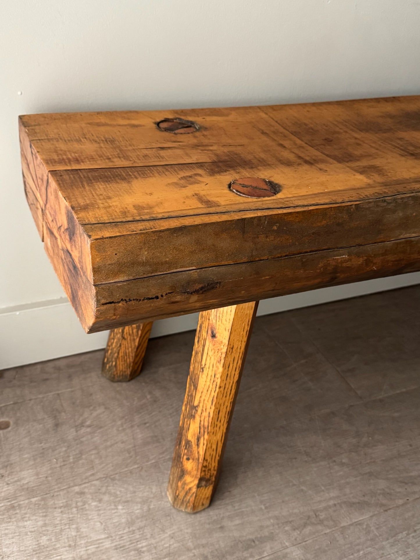 Rustic slab bench