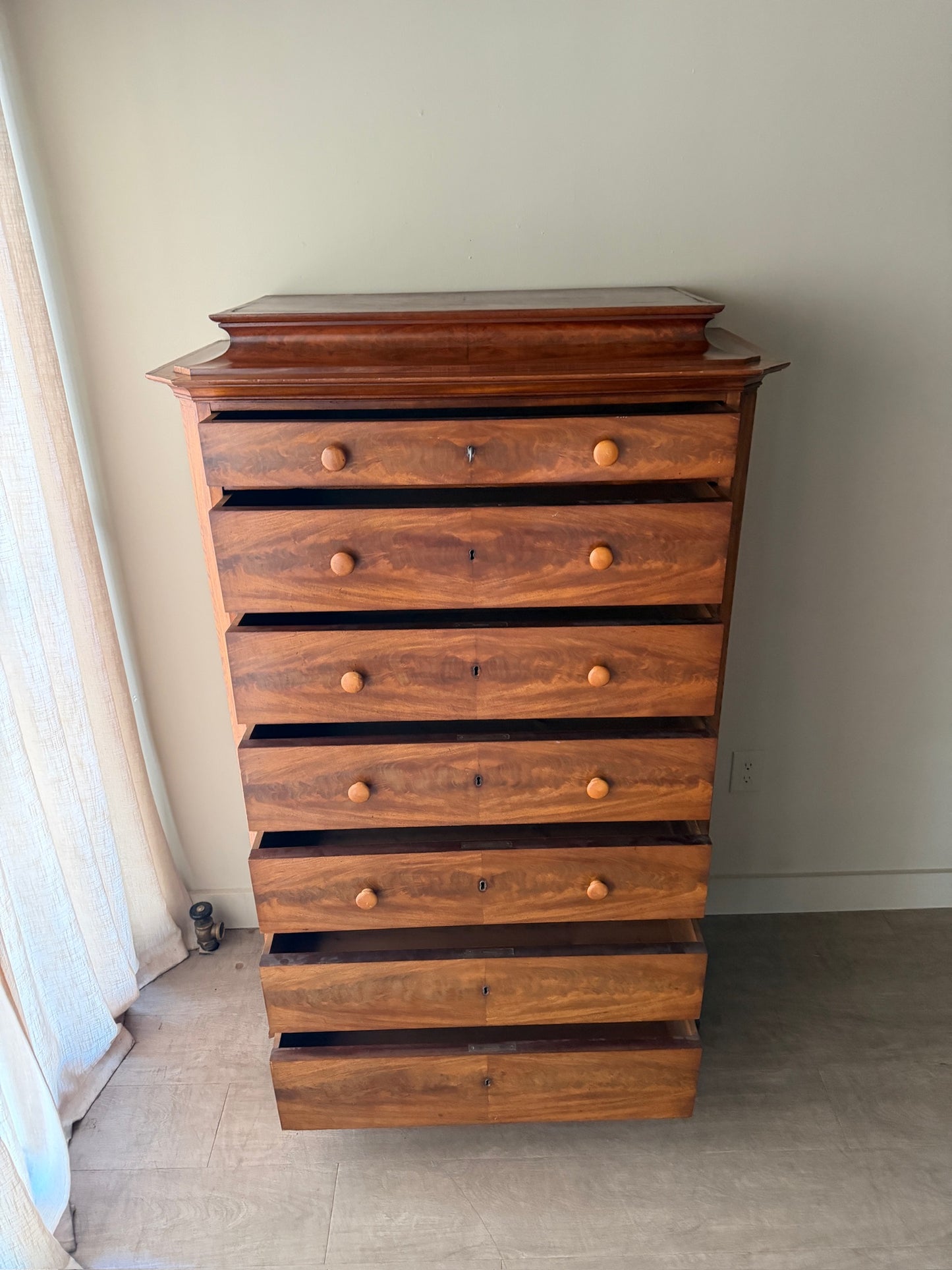 Scandinavian mahogany tallboy dresser