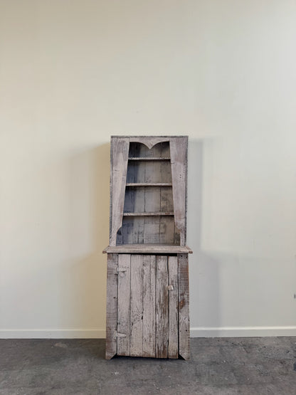 White painted pine stepback cupboard