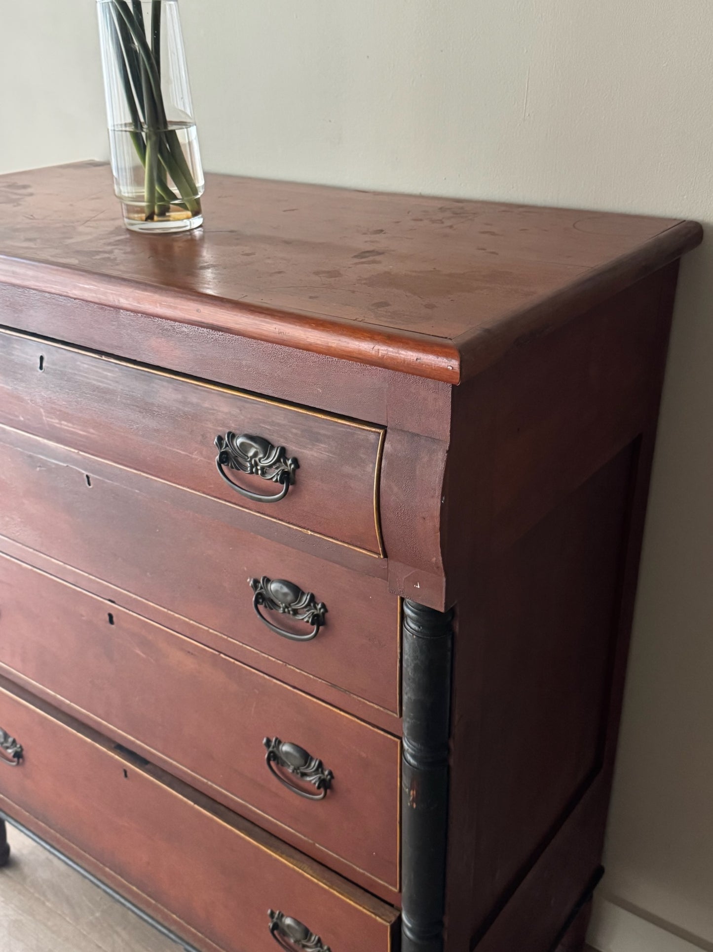 Empire painted mahogany dresser