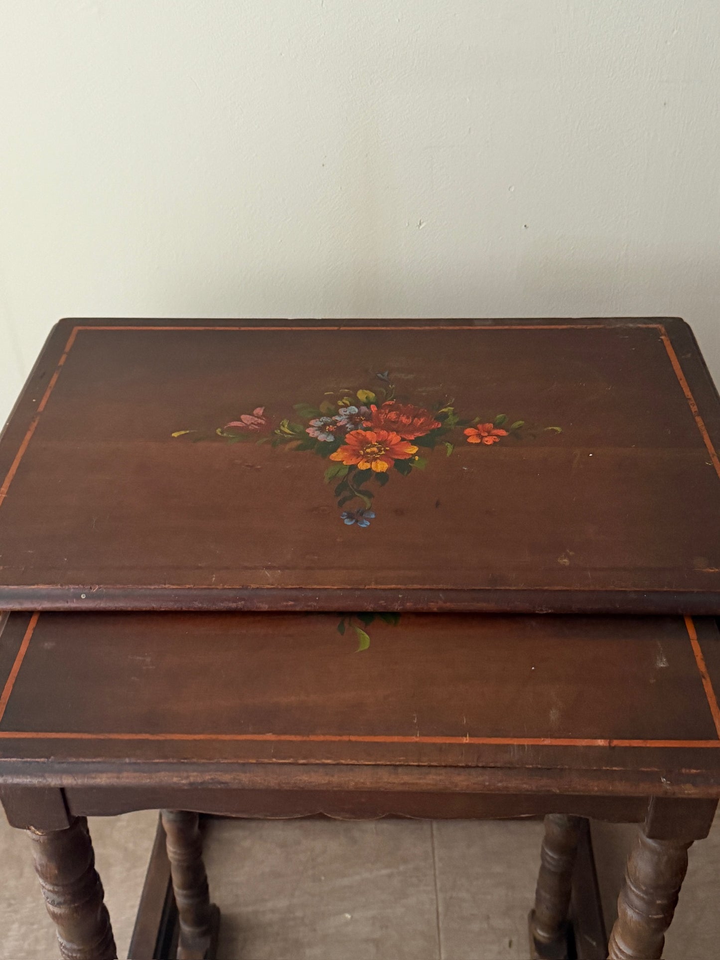 Edwardian painted oak nesting tables