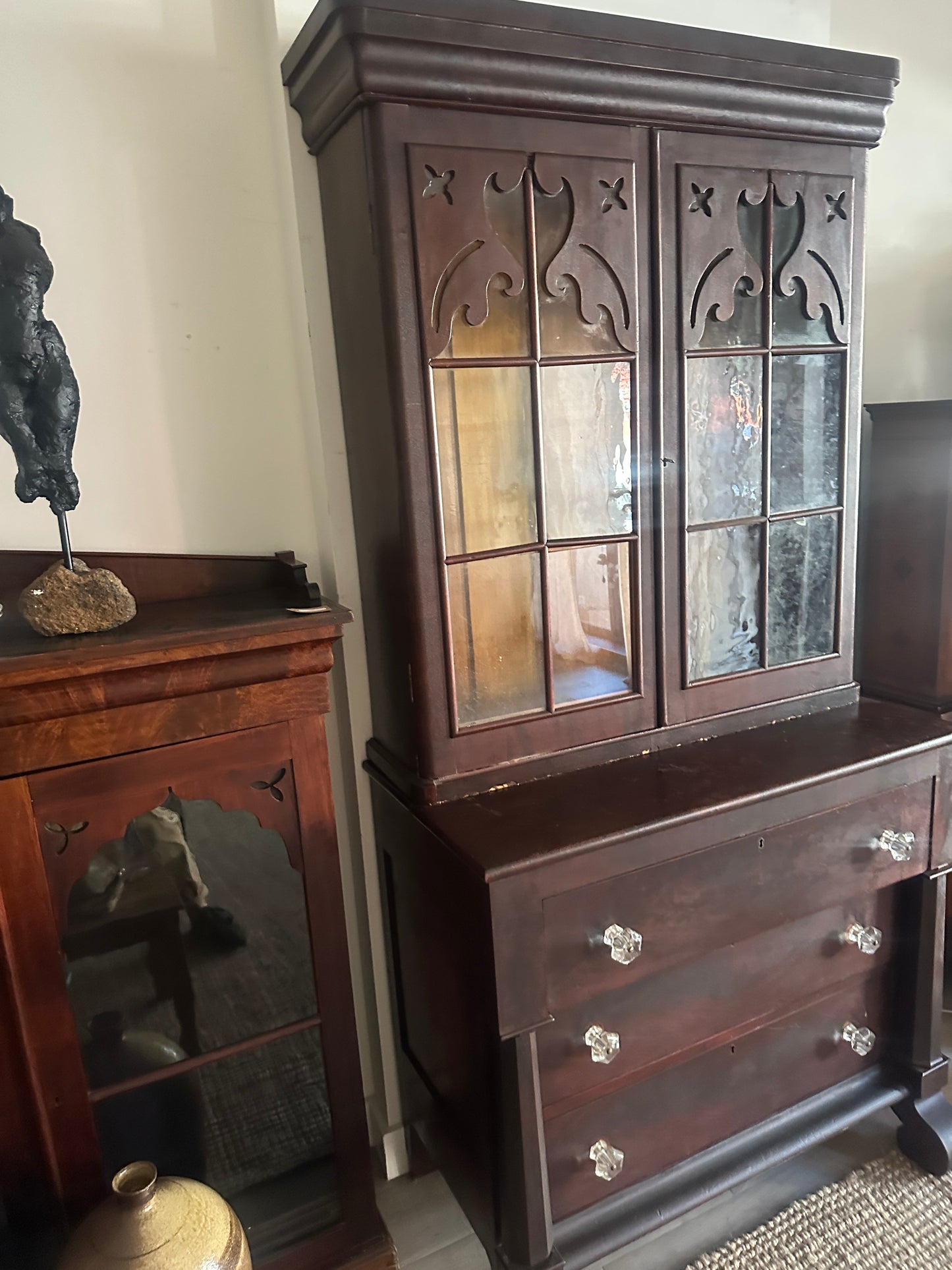Mahogany hutch as is