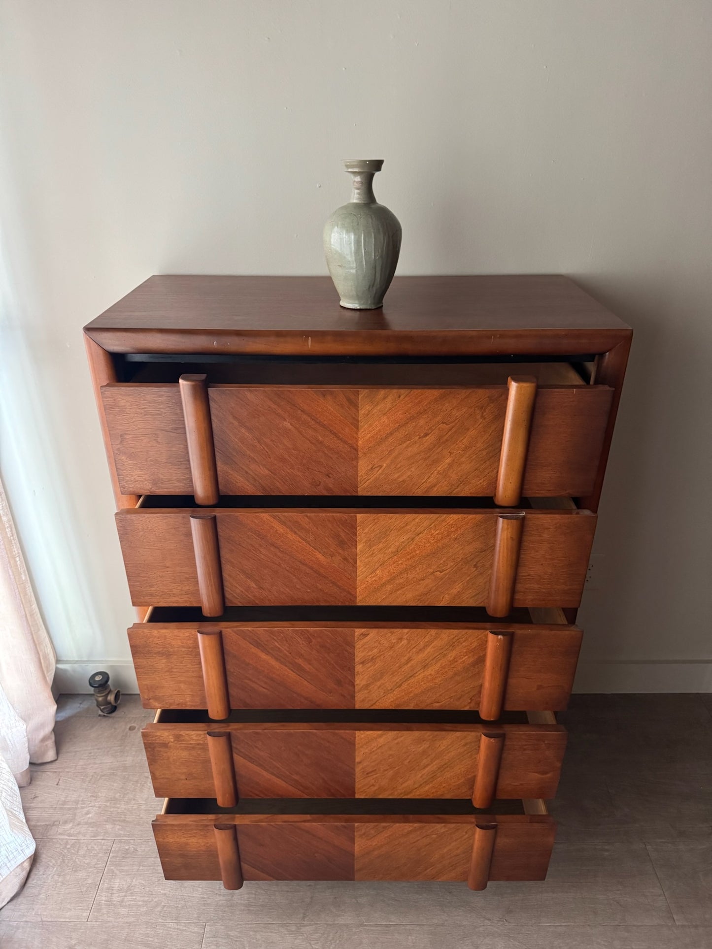 Lane walnut tallboy dresser