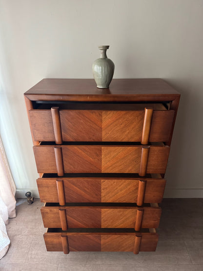Lane walnut tallboy dresser