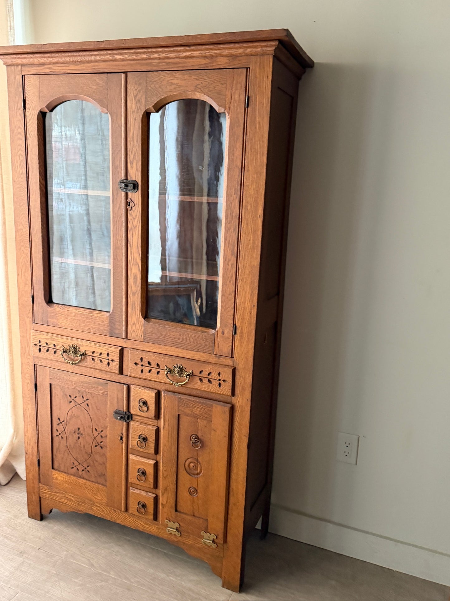 Eastlake Victorian oak cabinet