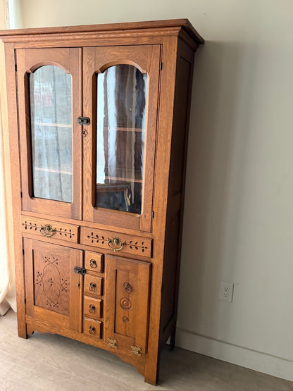 Eastlake Victorian oak cabinet