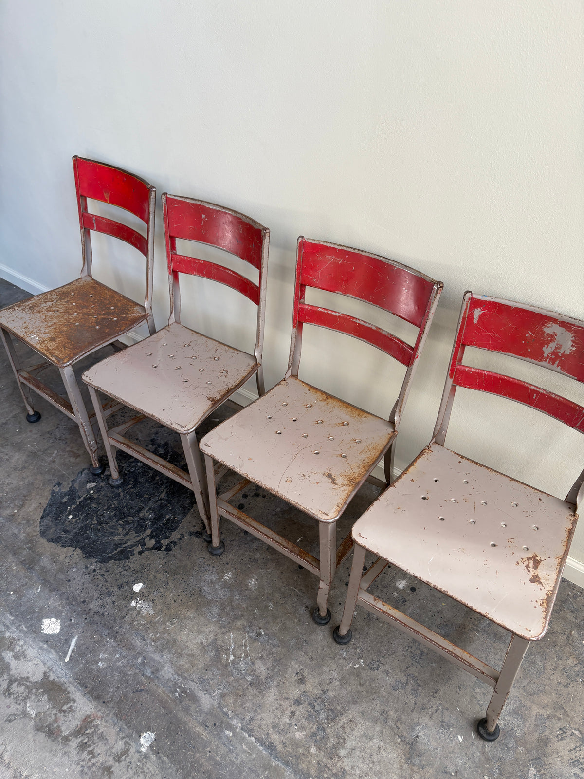 Industrial Toledo steel chairs. Sold in pairs.