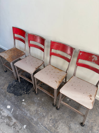 Industrial Toledo steel chairs. Sold in pairs.