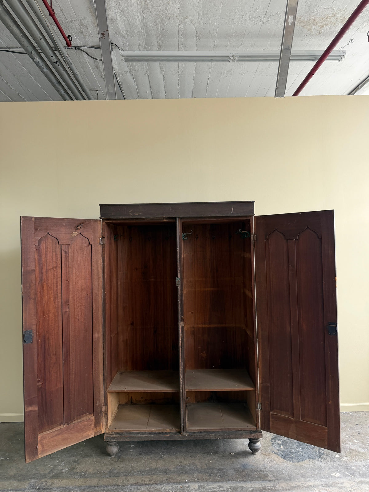 Victorian painted walnut armoire