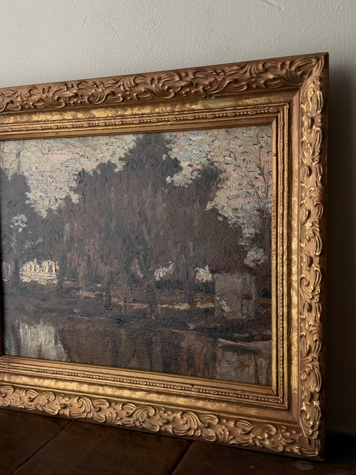 American impressionist oil on board. 1917.