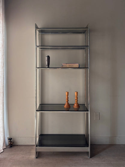 Steel and smoked glass etagere
