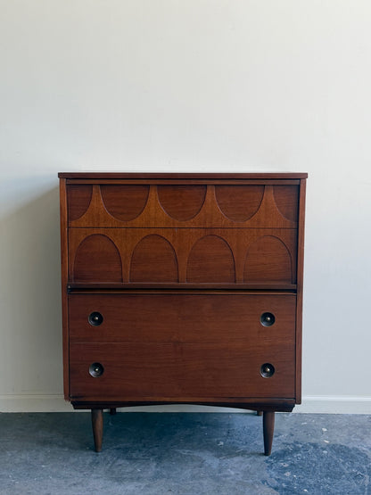 Walnut tallboy dresser