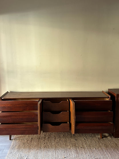 Walnut credenza with fluted doors