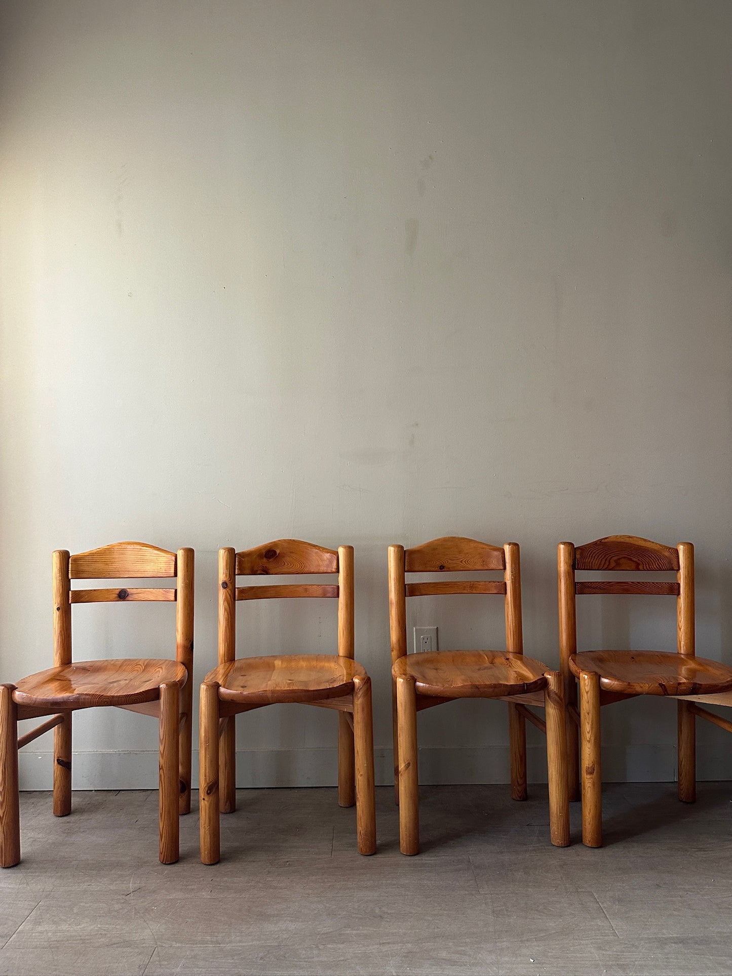 Rainer Daumiller pine dining chairs. Sold as a set of 4.